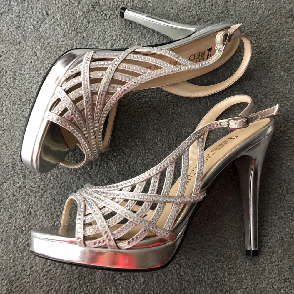 Silver Rhinestone Covered Heels- 8.5